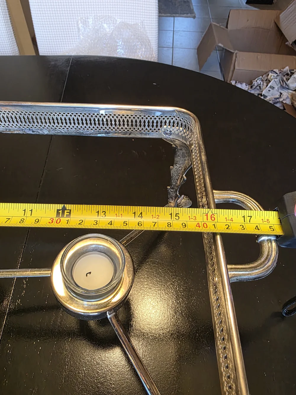 Source Unknown Silver Double Chafing Dish with Ornate Stand